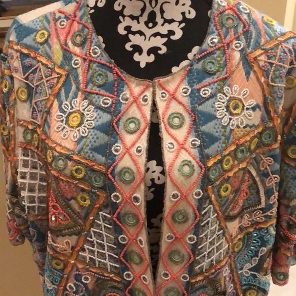 La Bellum Hillary Scott Bohemian Tapestry, ruffle hemmed, embellished Art Jacket - Picture 4 of 12